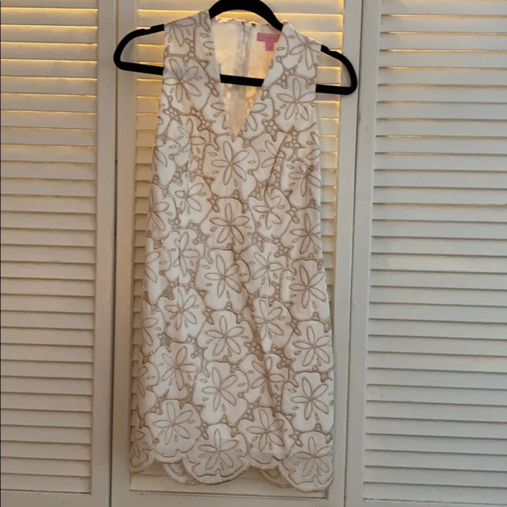 Lilly Pulitzer White and Gold Dress